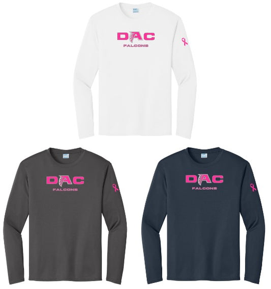 DAC Falcons- DRIFIT LONG Sleeve TShirt- Pink Logo