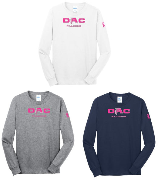 DAC Falcons- Cotton Blend LONG Sleeve TShirt- Pink Logo