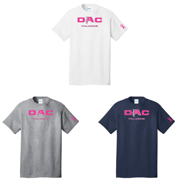 DAC Falcons- Cotton Blend TShirt Short Sleeve- Pink Logo